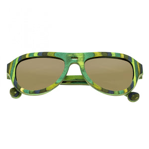 Spectrum Lopez Wood Polarized Sunglasses - Green Stripe/Brown - SSGS111BN