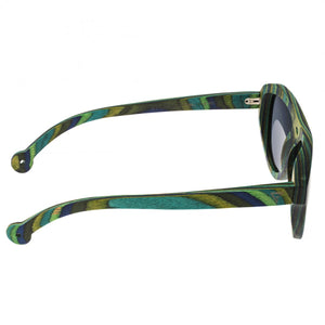 Spectrum Lopez Wood Polarized Sunglasses - Green Stripe/Brown - SSGS111BN