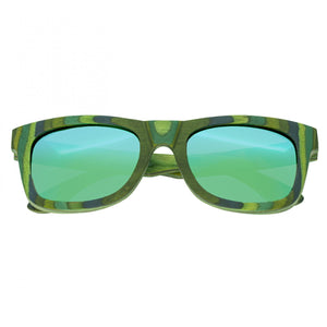 Spectrum Kalama Wood Polarized Sunglasses - Green Stripe/Green - SSGS104GN