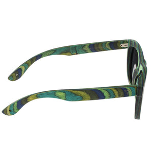 Spectrum Kalama Wood Polarized Sunglasses - Green Stripe/Black - SSGS104BK